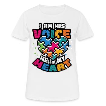 Ich Bin Seine Stimme, Er Ist Mein Herz - Frauen T-Shirt atmungsaktiv - Weiß - Vorne - AI Model Female 172 dark (172cm)