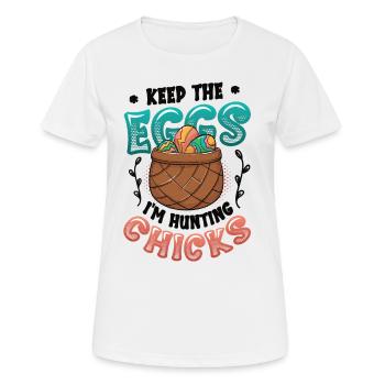 Gardez les œufs que je chasse poussins drôle adulte - T-shirt respirant Femme - blanc - Devant - AI Model Female 172 dark (172cm)