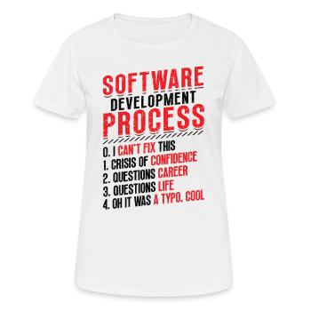 Software-Entwicklungsprozess, Programmierung - Frauen T-Shirt atmungsaktiv - Weiß - Vorne - AI Model Female 172 dark (172cm)