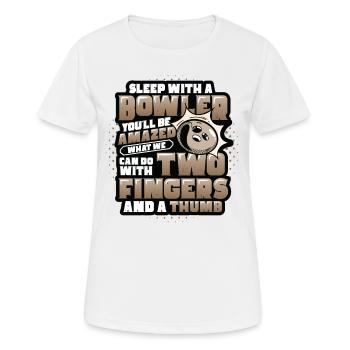 Schlaf Mit Einem Kegler - Lustiges Bowling - Frauen T-Shirt atmungsaktiv - Weiß - Vorne - AI Model Female 172 dark (172cm)