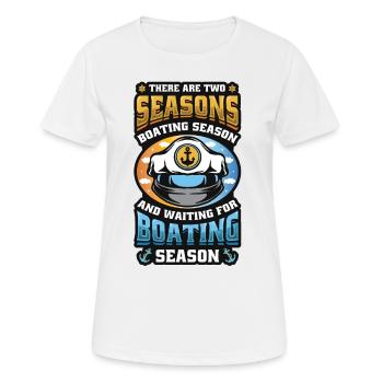 En attendant la saison de navigation, les bateliers - T-shirt respirant Femme - blanc - Devant - AI Model Female 172 dark (172cm)