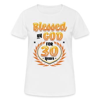 Religious by God for 30 years - Women's Breathable T-Shirt - white - Front - AI Model Female 172 dark (172cm)
