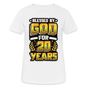 Religious by God for 20 years - Women's Breathable T-Shirt - white - Front - AI Model Female 172 dark (172cm)