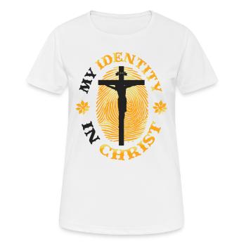 Mon identité en Christ, le christianisme - T-shirt respirant Femme - blanc - Devant - AI Model Female 172 dark (172cm)