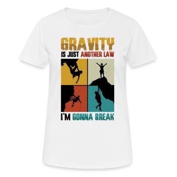 Anti-gravity bouldering, rock climbing - Women's Breathable T-Shirt - white - Front - AI Model Female 172 dark (172cm)