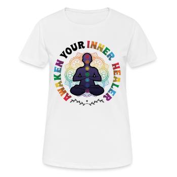 Éveillez votre guérisseur intérieur, Reiki Spirituel - T-shirt respirant Femme - blanc - Devant - AI Model Female 172 dark (172cm)
