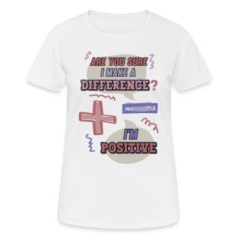 Signes moins et plus, jeu de mots mathématiques - T-shirt respirant Femme - blanc - Devant - AI Model Female 172 dark (172cm)