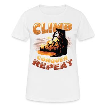 Climbing, conquering, repeating, mountaineering - Women's Breathable T-Shirt - white - Front - AI Model Female 172 dark (172cm)