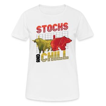 Stocks And Chill, Buy - Women's Breathable T-Shirt - white - Front - AI Model Female 172 dark (172cm)