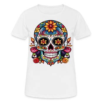 Mexikanischer Zuckerschädel - Frauen T-Shirt atmungsaktiv - Weiß - Vorne - AI Model Female 172 dark (172cm)