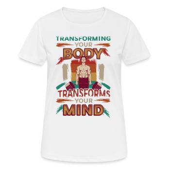 La transformation de votre corps façonne votre - T-shirt respirant Femme - blanc - Devant - AI Model Female 172 dark (172cm)