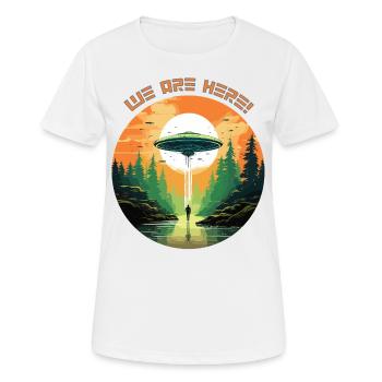 Les ovni sont là ! - T-shirt respirant Femme - blanc - Devant - AI Model Female 172 dark (172cm)