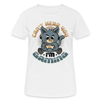 Je ne t’entends pas, je joue - T-shirt respirant Femme - blanc - Devant - AI Model Female 172 dark (172cm)