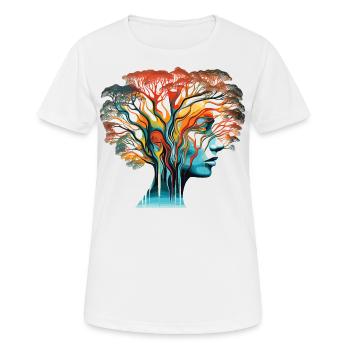 Illusion d’optique Head-Tree - T-shirt respirant Femme - blanc - Devant - AI Model Female 172 dark (172cm)