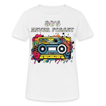 The 80s, Never Forget, audio cassette - Women's Breathable T-Shirt - white - Front - AI Model Female 172 dark (172cm)
