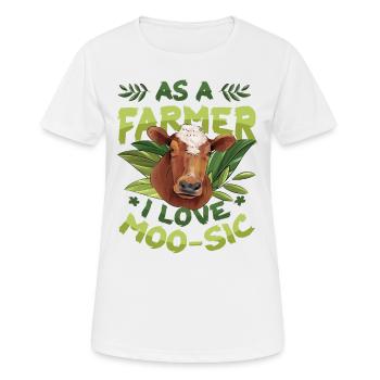 En tant qu’agriculteur, j’adore Moo-sic, drôle de fermier - T-shirt respirant Femme - blanc - Devant - AI Model Female 172 dark (172cm)