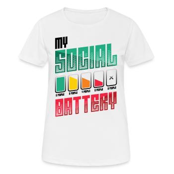 Meine Sozialbatterie - Asozialer Introvertierter - Frauen T-Shirt atmungsaktiv - Weiß - Vorne - AI Model Female 172 dark (172cm)