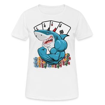 Joueur de poker agressif Shark - T-shirt respirant Femme - blanc - Devant - AI Model Female 172 dark (172cm)