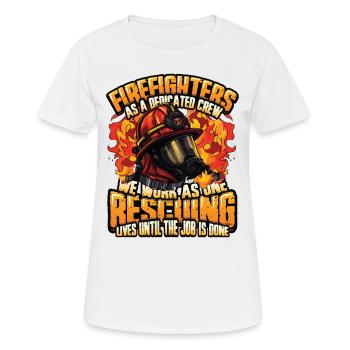 Firefighter Slogan, Volunteer Fire Brigade - Women's Breathable T-Shirt - white - Front - AI Model Female 172 dark (172cm)
