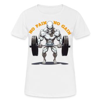 Musculation squelette No Pain No Gain - T-shirt respirant Femme - blanc - Devant - AI Model Female 172 dark (172cm)