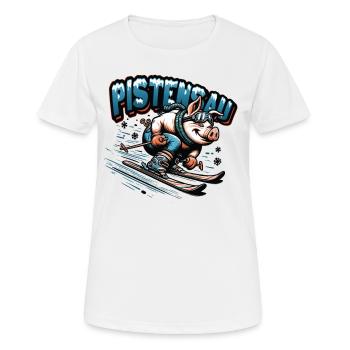 Skier Pig Pistensau Après-ski - Women's Breathable T-Shirt - white - Front - AI Model Female 172 dark (172cm)