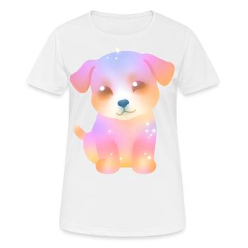 cute sparkly dog - colorful puppy - kawaii - Women's Breathable T-Shirt - white - Front - AI Model Female 172 dark (172cm)