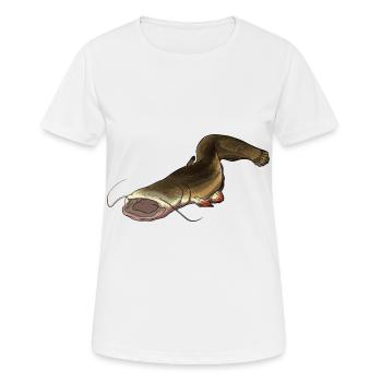 Wels Catfish Illustration Waller - Frauen T-Shirt atmungsaktiv - Weiß - Vorne - AI Model Female 172 dark (172cm)