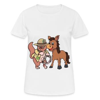 Chat Chats Wild West Taupe Chats Ânes - T-shirt respirant Femme - blanc - Devant - AI Model Female 172 dark (172cm)