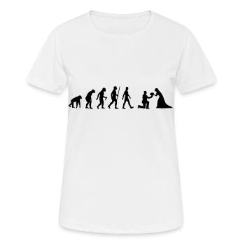 Evolution Brautpaar Braut Antrag Hochzeit heiraten - Frauen T-Shirt atmungsaktiv - Weiß - Vorne - AI Model Female 172 dark (172cm)