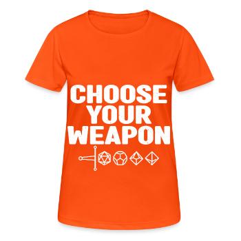 Stylo et papier pour RPG Gaming Father - T-shirt respirant Femme - orange néon - Devant - AI Model Female 172 dark (172cm)