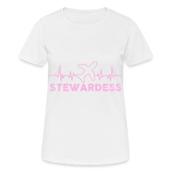 Hôtesse de l’air hôtesse de l’air - T-shirt respirant Femme - blanc - Devant - AI Model Female 172 dark (172cm)