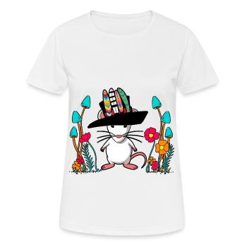 Herbst Maus Hippie Vintage Retro Nager Ratte - Frauen T-Shirt atmungsaktiv - Weiß - Vorne - AI Model Female 172 dark (172cm)