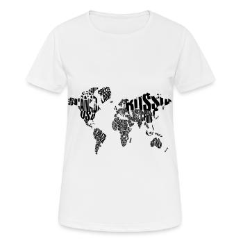 Carte du monde avec la typographie des pays. Cadeau cool. - T-shirt respirant Femme - blanc - Devant - AI Model Female 172 dark (172cm)