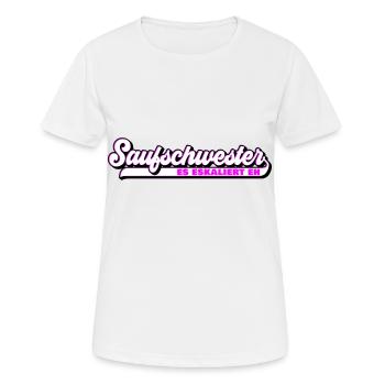 Farben änderbar | Saufschwester Saufen Sis - Frauen T-Shirt atmungsaktiv - Weiß - Vorne - AI Model Female 172 dark (172cm)