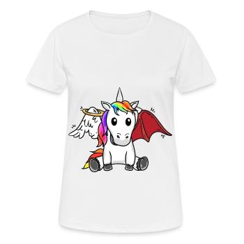 Einhorn himmlisch verdorben schlecht satanisch - Frauen T-Shirt atmungsaktiv - Weiß - Vorne - AI Model Female 172 dark (172cm)