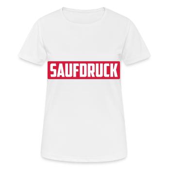 Saufdruck | SAUFEN - cooles Party Design. - Frauen T-Shirt atmungsaktiv - Weiß - Vorne - AI Model Female 172 dark (172cm)