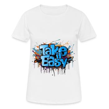 take it easy Graffiti Kunst cooler Spruch - Frauen T-Shirt atmungsaktiv - Weiß - Vorne - AI Model Female 172 dark (172cm)
