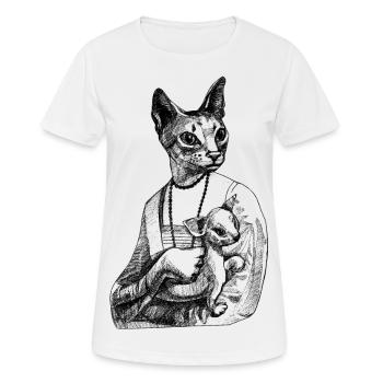 Majesty with kitty - Frauen T-Shirt atmungsaktiv - Weiß - Vorne - AI Model Female 172 dark (172cm)