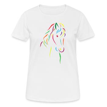Pferdekopf Bunt - Frauen T-Shirt atmungsaktiv - Weiß - Vorne - AI Model Female 172 dark (172cm)