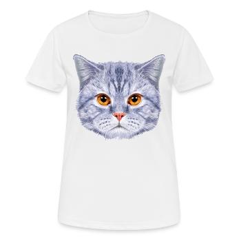 Tête de chat Visage de chat Bleu - T-shirt respirant Femme - blanc - Devant - AI Model Female 172 dark (172cm)