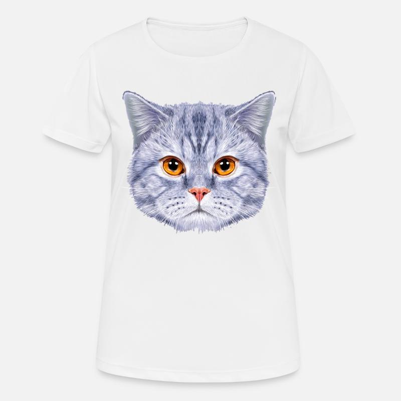 Cat Head Cat Face Blue - Women's Breathable T-Shirt - white