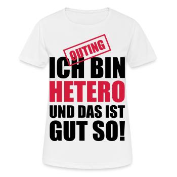 03 ich bin hetero und das ist gut so - Frauen T-Shirt atmungsaktiv - Weiß - Vorne - AI Model Female 172 dark (172cm)
