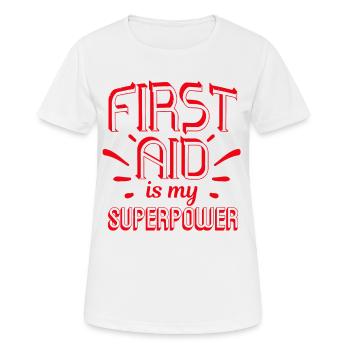 Les premiers secours sont mon super-ambulancier - T-shirt respirant Femme - blanc - Devant - AI Model Female 172 dark (172cm)