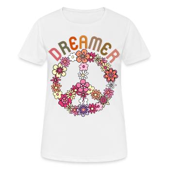 Peace-Sign, Frieden-Symbol Friedenszeichen, 70er - Frauen T-Shirt atmungsaktiv - Weiß - Vorne - AI Model Female 172 dark (172cm)