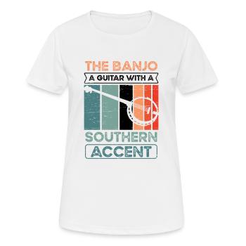 Banjo Ein - Frauen T-Shirt atmungsaktiv - Weiß - Vorne - AI Model Female 172 dark (172cm)
