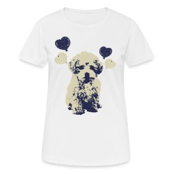 Pudel Hund Herzen cooles Hundemotiv Welpe Vintage - Frauen T-Shirt atmungsaktiv - Weiß - Vorne - AI Model Female 172 dark (172cm)