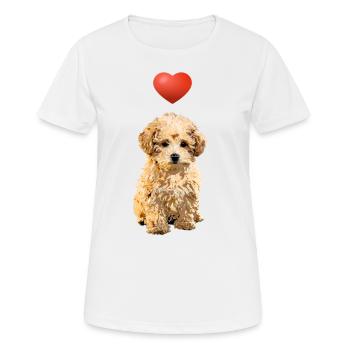 Pudel Hund Herz Cartoon Damen Herren Kinder süßes - Frauen T-Shirt atmungsaktiv - Weiß - Vorne - AI Model Female 172 dark (172cm)