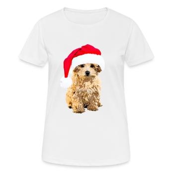 Poodle dog with Christmas hat Christmas dog - Women's Breathable T-Shirt - white - Front - AI Model Female 172 dark (172cm)
