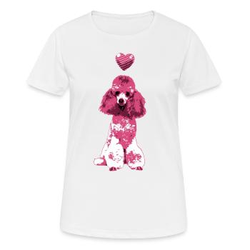 Pink Poodle Dog Heart Cute Dog Motif Vintage - Women's Breathable T-Shirt - white - Front - AI Model Female 172 dark (172cm)