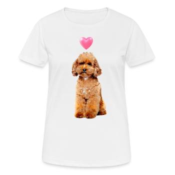 Caniche Chien Rose Coeur Mignon Chien Motif - T-shirt respirant Femme - blanc - Devant - AI Model Female 172 dark (172cm)